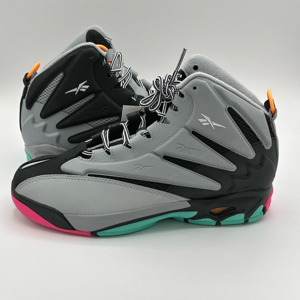 Men’s Reebok Blast Alamo US 8 Black Gray Blue Green Retro Basketball Lifestyle - Picture 9 of 12